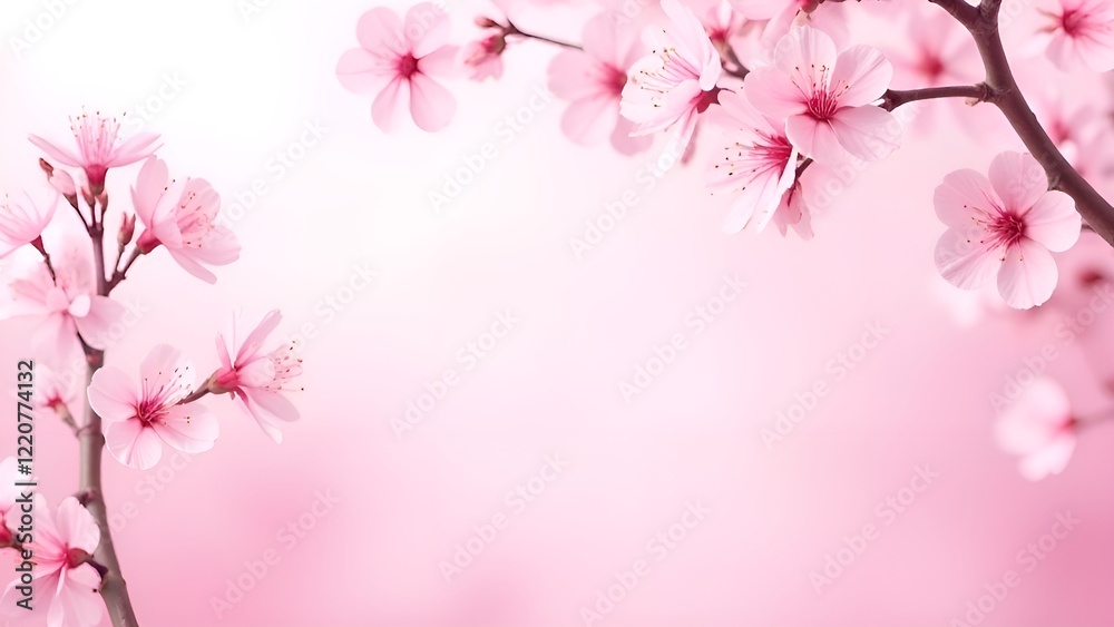 Obraz premium макет с местом для текста. Весенний фон с ветками сакуры по бокам 