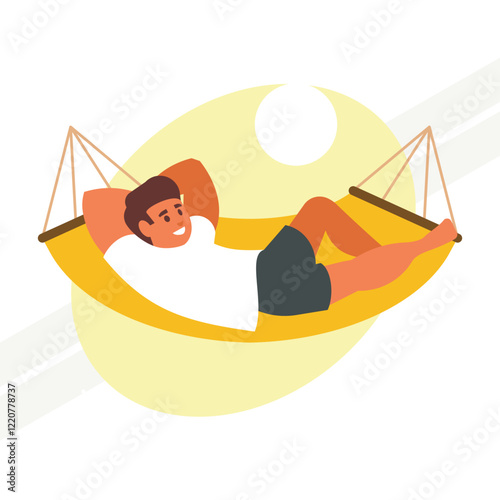 A man lying in a hammock representing relaxation and leisure