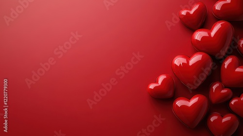 Valentines day heart decoration with red background for romantic designs