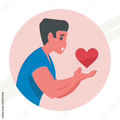 A man offering his heart representing love and affection