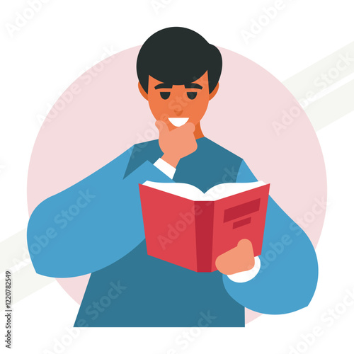 A man reading a book representing education and learning