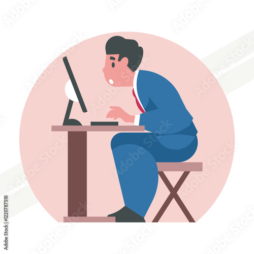 A man sitting by a computer representing technology and work