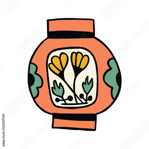 cute hand drawn vase with flowers illustration