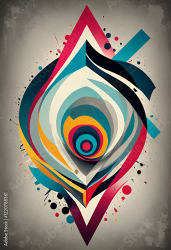 illustrazione sfondo con elementi astratti e motivi geometrici a tema surreale photo