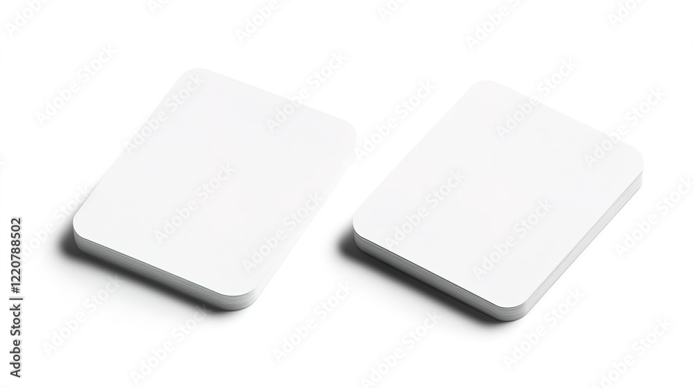 Two blank business cards isolated on a white background, a mockup template. Two blank business cards isolated on a white background, a mockup template.