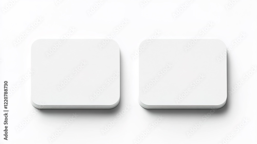 Two blank business cards isolated on a white background, a mockup template. Two blank business cards isolated on a white background, a mockup template.