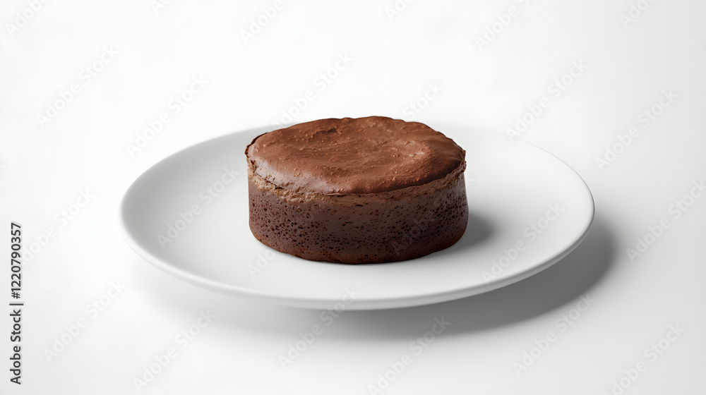 Single Soufflé au Chocolat on a Plain White Plate Single Soufflé au Chocolat on a Plain White Plate