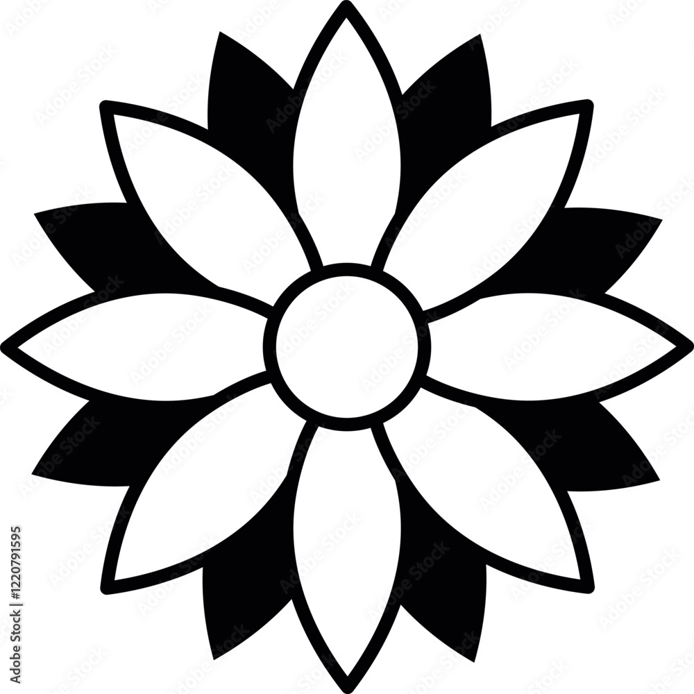 Flat isolated hand drawn flower. Vector illustration. Flat isolated hand drawn flower. Vector illustration.