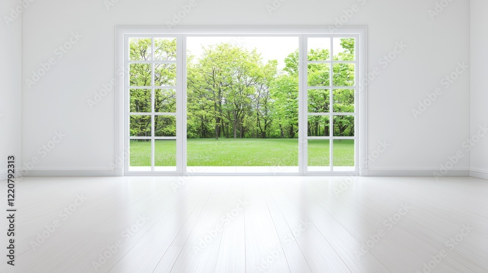 Fototapeta premium Bright Room with Garden View