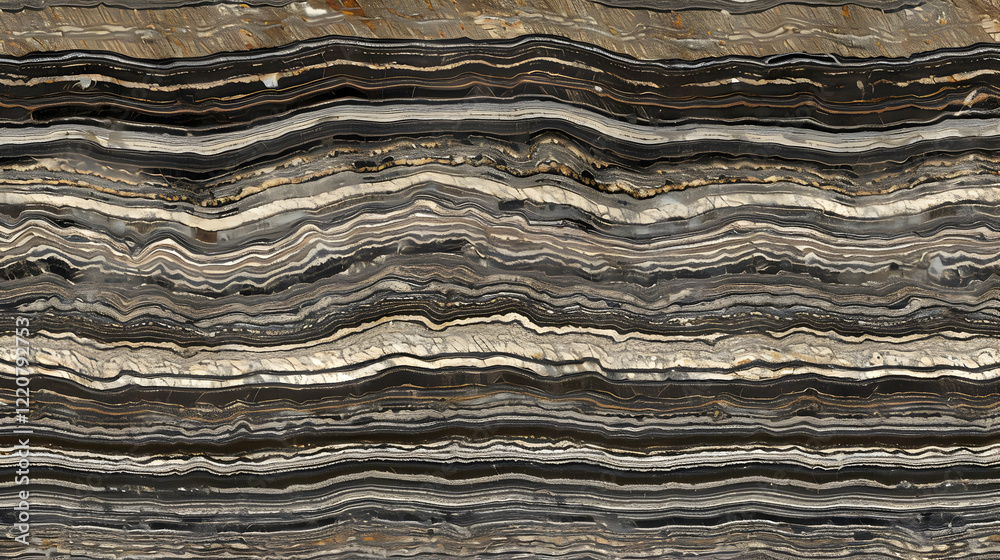 A close-up view of layered geological rock formations with varying colors and textures. A close-up view of layered geological rock formations with varying colors and textures.