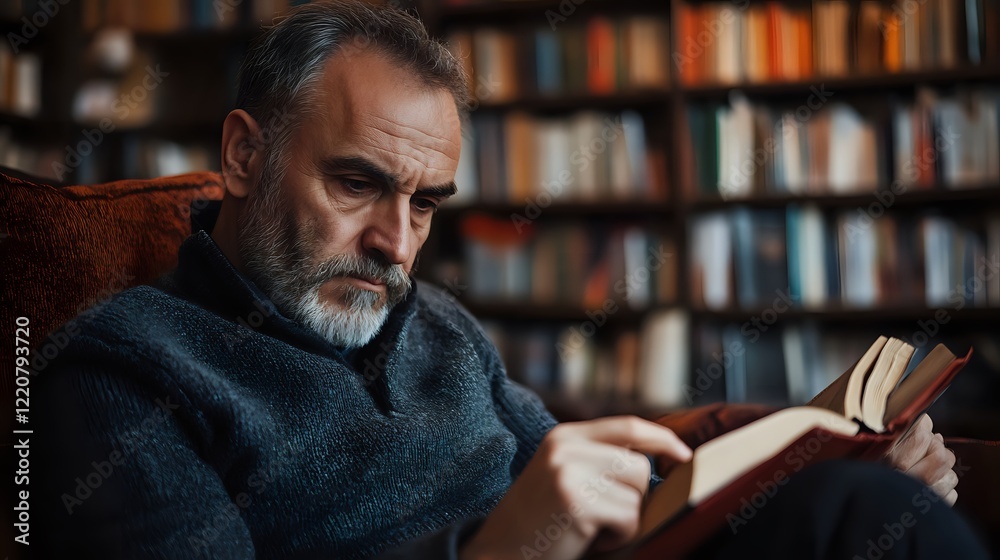Man Reading in Library Man Reading in Library
