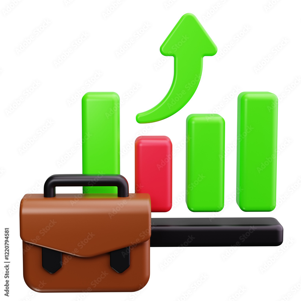 Portfolio Growth 3d render icons Portfolio Growth 3d render icons