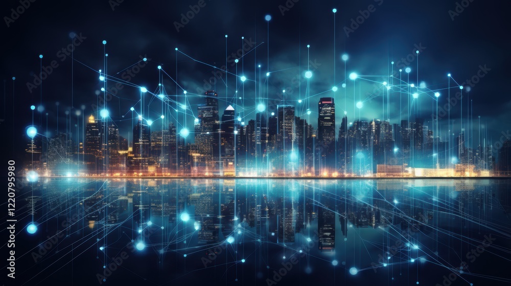 Fototapeta premium 5G, 6G, Big data wireless network, high speed internet, cloud computing or connect diagram technology, Data storage, service, synchronize, online, financial, Connectivity global, smart city, Gen AI