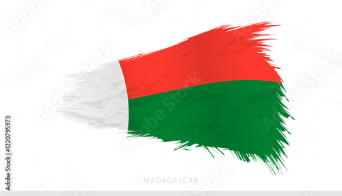 Madagascar National Flag with Textured Brush Strokes.