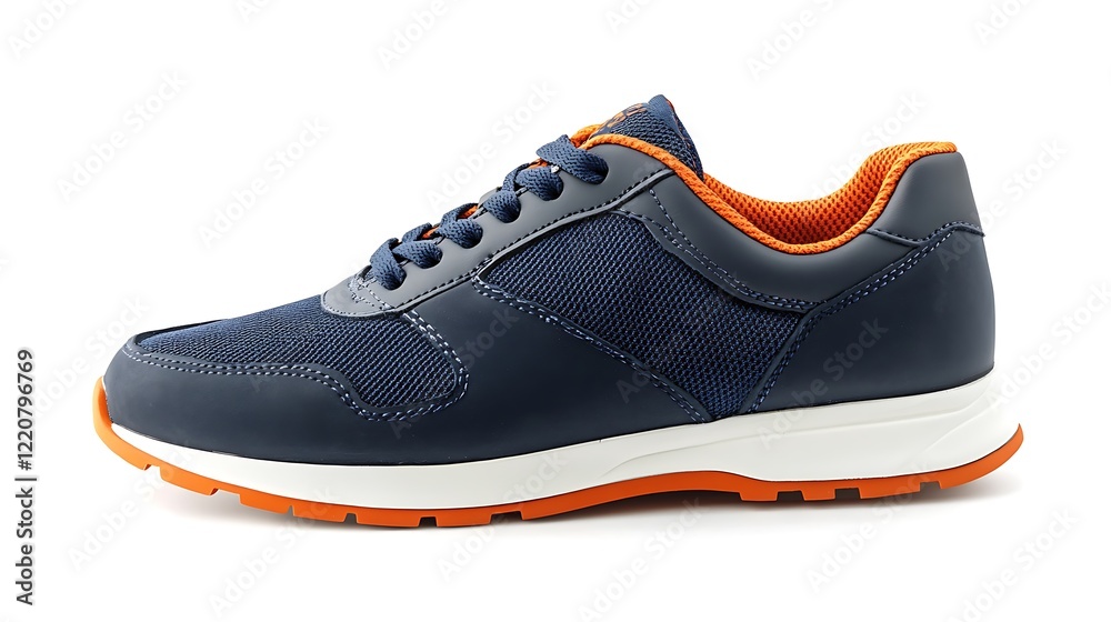 Navy blue sneakers, side view, white background Navy blue sneakers, side view, white background