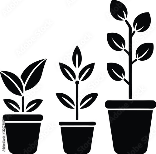 Houseplants glyph silhouette vector icons