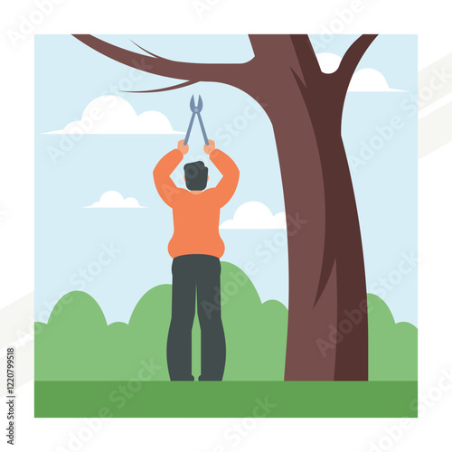 Man using garden shears