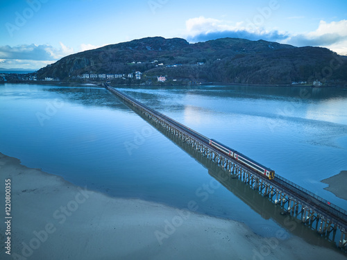 Barmouth railway bridge in North Wales, UK photo