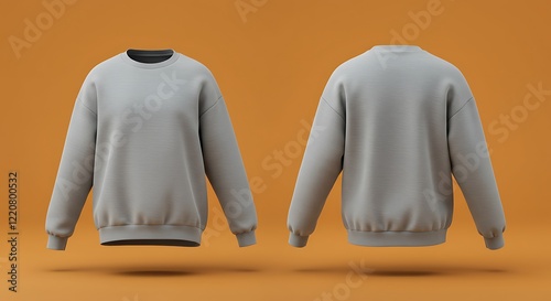 Gray Crewneck Sweatshirt Mockup Front and Back photo