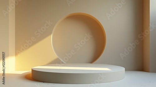 A luxurious modern 3d podium with cylindrical stages of varying sizes, metallic spheres, and glowing smoke effects.Perfect for product displays or premium presentations.
