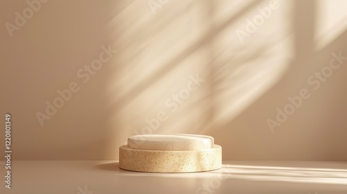 A luxurious modern 3d podium with cylindrical stages of varying sizes, metallic spheres, and glowing smoke effects.Perfect for product displays or premium presentations.
