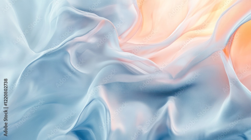 Obraz premium Soft, flowing pastel blue and peach silk fabric.