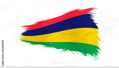 Mauritius National Flag with Textured Brush Strokes.