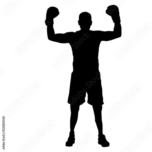 Man Boxing Player Silhouette Isolated on White Background. Vector Illustration