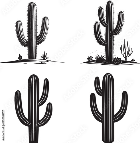 Cactus silhouette art design image 