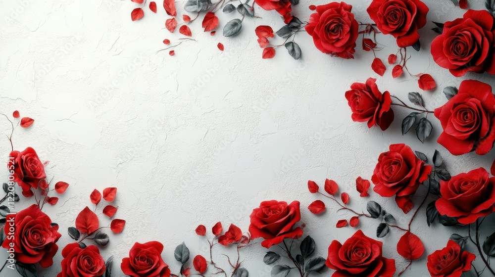 Elegant red roses on white background for valentine's design or romantic occasions Elegant red roses on white background for valentine's design or romantic occasions