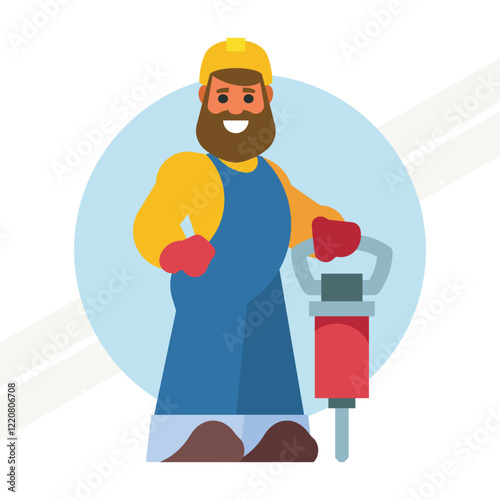 Miner working with a jackhammer