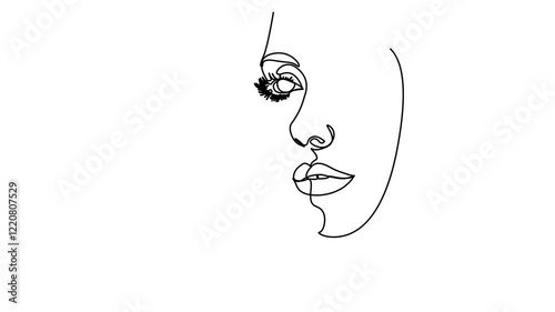 Woman Line Art. Continuous one line drawing Woman face with flowers line. Vector illustration