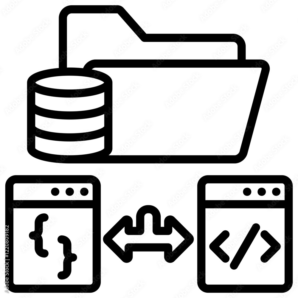 Cluster IT Architecture Line Icon Vector Design Cluster IT Architecture Line Icon Vector Design