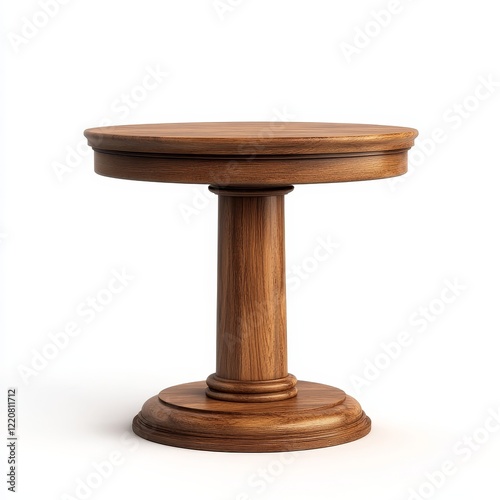 Wooden round table isolated on white background. 3d render.