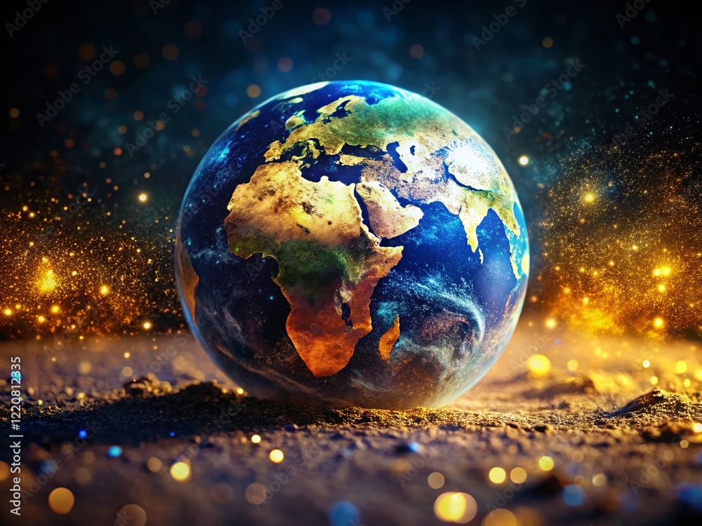 Macro Earth, Black Background, Cosmic Dust, Planetary Detail, Space Exploration Macro Earth, Black Background, Cosmic Dust, Planetary Detail, Space Exploration