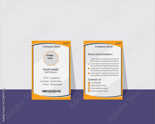 Print, ID card vector template for print, Professional ID card, Identity Card, Creative Design, Customizable design for Print or digital use, Adobe Illustrator Vector file high-quality for Branding.