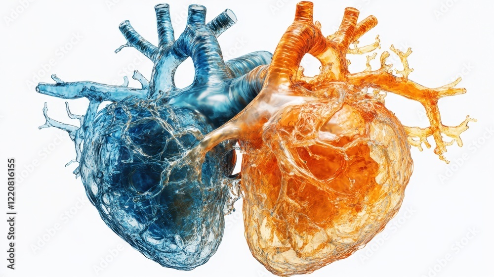 Naklejka premium High-Resolution Medical Illustration Accurate and Clear Cardiovascular Anatomy of the Human Heart and Chest Arteries Detailed visualization of the heart's structure within the thoracic cavity