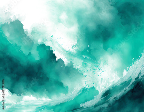 Abstract watercolor background with waves. Transparent