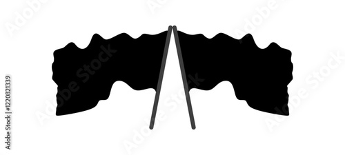 Flag Fluttering. Black Flag Waving. Vector Illustration.