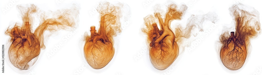 Obraz premium Diagram illustrating the damaging effects of smoking on heart health A clear visual representation of how smoking increases the risk of heart attack Understand the simple connection between smoking