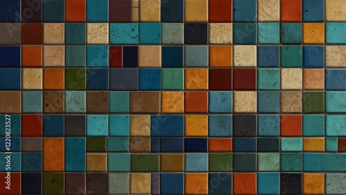 Wallpaper Mural Architectural colored ceramic mosaic tiles texture Generative AI  Torontodigital.ca