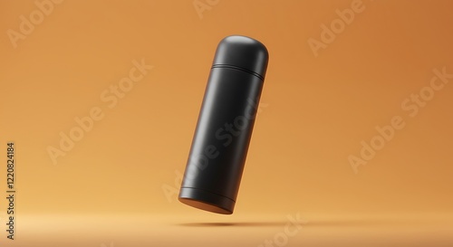 Sleek Black Vacuum Insulated Thermos Bottle Mockup