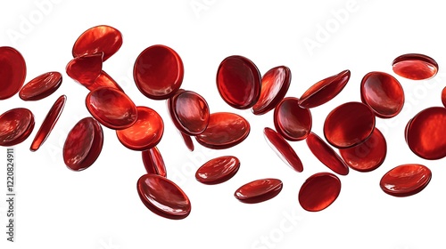 Healthy human red blood cells flowing in a stream on White Background photo