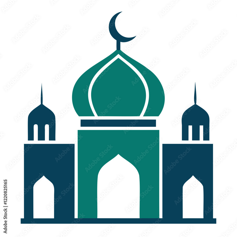 A simple Beautiful mosque logo flat vector illustration isolated on a transparent background A simple Beautiful mosque logo flat vector illustration isolated on a transparent background