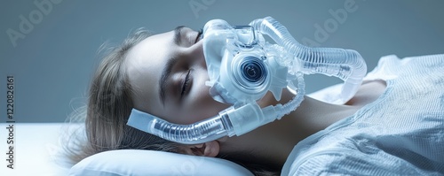 Detailed and Realistic Image Patient Prepped for Emergency Heart Surgery A young woman lies sedated in a hospital room, receiving pre-operative care for a heart attack This high-quality medical image photo