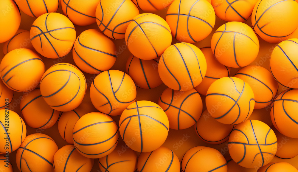 Obraz premium Pile of Basketballs on Orange Background