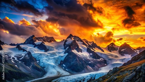 Majestic Glacier Fellaria Silhouette, Italian Alps, 2022 Sunset photo