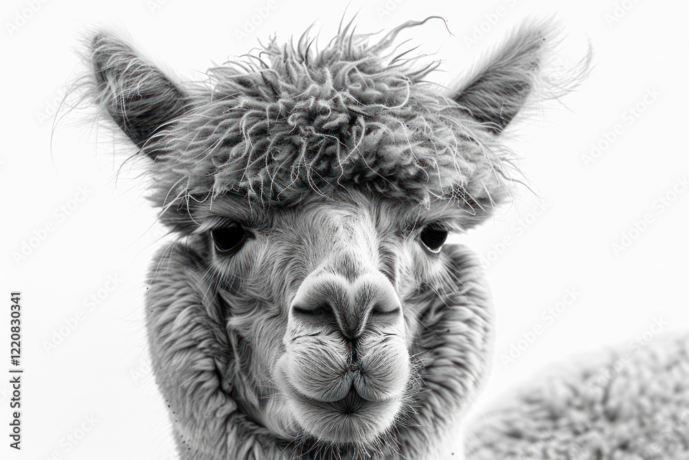 Fototapeta premium black and white old vintage a alpaca face