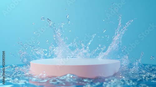 Pink base with water splash product background