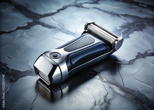 Sleek Black & Silver Electric Razor on Marble â€“ Long Exposure Stock Photo